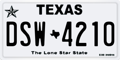 TX license plate DSW4210