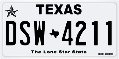 TX license plate DSW4211