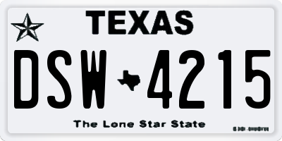 TX license plate DSW4215