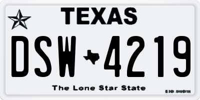 TX license plate DSW4219