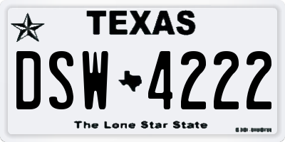 TX license plate DSW4222