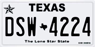 TX license plate DSW4224