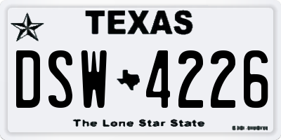 TX license plate DSW4226