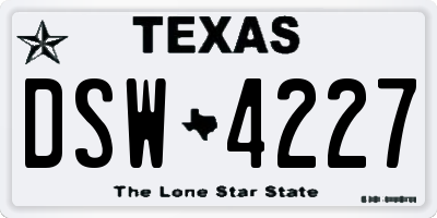 TX license plate DSW4227