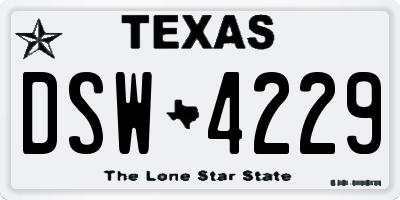 TX license plate DSW4229
