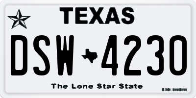TX license plate DSW4230