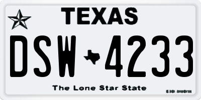 TX license plate DSW4233