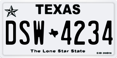 TX license plate DSW4234