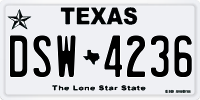TX license plate DSW4236