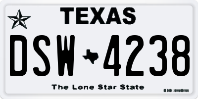 TX license plate DSW4238