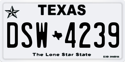 TX license plate DSW4239