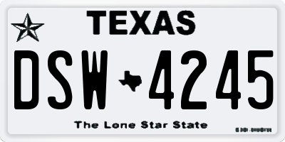 TX license plate DSW4245