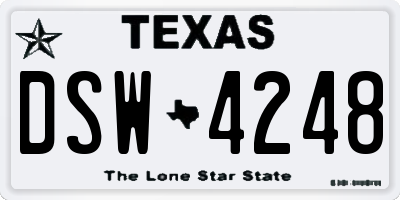 TX license plate DSW4248