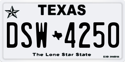 TX license plate DSW4250