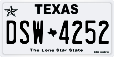 TX license plate DSW4252