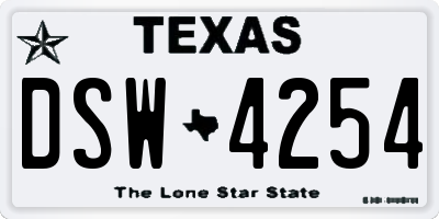 TX license plate DSW4254