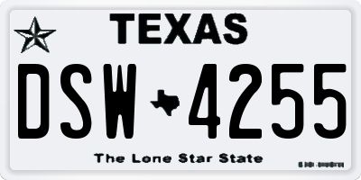 TX license plate DSW4255