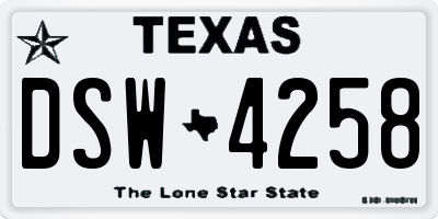 TX license plate DSW4258