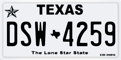 TX license plate DSW4259