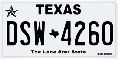 TX license plate DSW4260