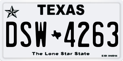 TX license plate DSW4263