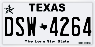 TX license plate DSW4264