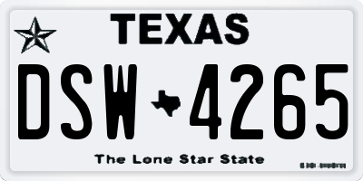 TX license plate DSW4265