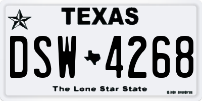 TX license plate DSW4268