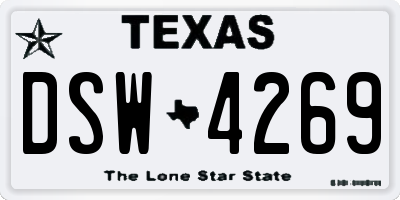 TX license plate DSW4269