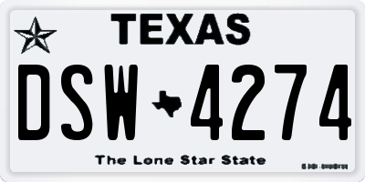 TX license plate DSW4274