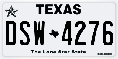 TX license plate DSW4276