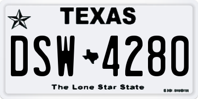 TX license plate DSW4280