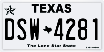 TX license plate DSW4281