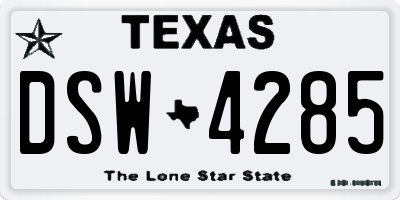 TX license plate DSW4285