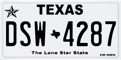 TX license plate DSW4287