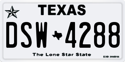 TX license plate DSW4288