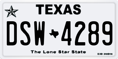 TX license plate DSW4289