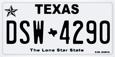 TX license plate DSW4290