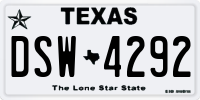 TX license plate DSW4292