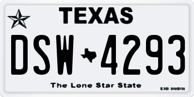 TX license plate DSW4293