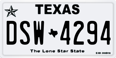 TX license plate DSW4294