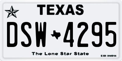 TX license plate DSW4295