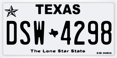 TX license plate DSW4298