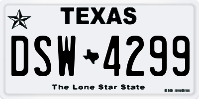 TX license plate DSW4299