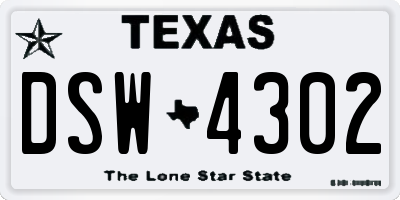 TX license plate DSW4302