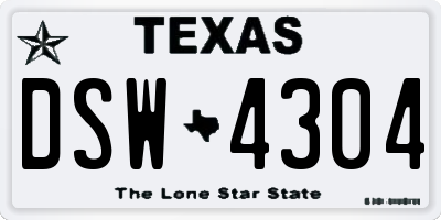 TX license plate DSW4304