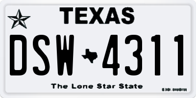 TX license plate DSW4311