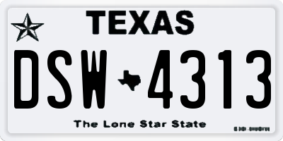 TX license plate DSW4313