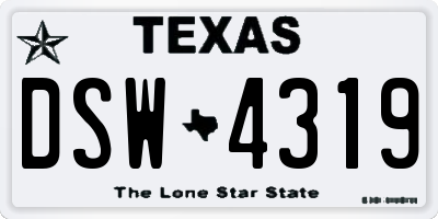 TX license plate DSW4319