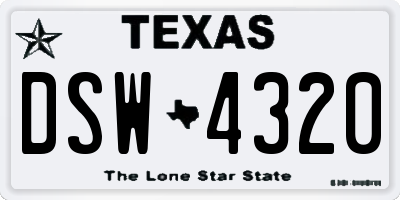 TX license plate DSW4320